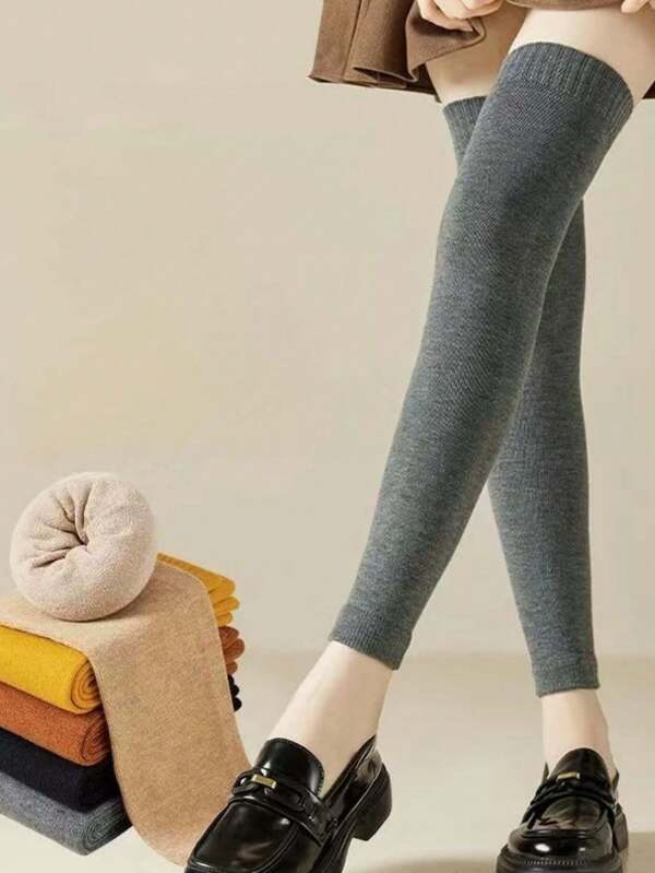 1 Pair Women's Compression Leg Socks, Toe-Less Thigh High Socks, Unisex Circulation Support Stockings