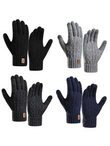 1 Pair Winter Gloves, Touchscreen Fuzzy Knit Gloves, Sensitive Touch Waterproof Windproof Touchscreen Gloves With Zipper, Warm Cycling Gloves, Full Finger Gloves, Outdoor Windproof Ski Riding Cold-Proof Snow Gloves