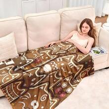 1 Stück Katzenmotiv Lebkuchen bedruckte superweiches Fleece Decke, Damen Überwurf Decke, Flanell Material, Weihnachtsgeschenk für Familie und Freunde, warm und praktisch für Schlafzimmer, Wohnzimmer, Weihnachtsdekoration, Büronickerchen, Camping Picknick, braune Decke