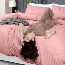 Utopia Bedding Duvet Cover Queen Size Set 1 Duvet Cover With 2 Pillow Shams 3 Pieces Comforter Cover With Zipper Closure Ultra Soft Brushed Microfiber 90 X 90 Inches Queen Pink - PinkQueen - View 6