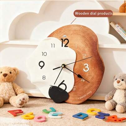 ساعة حائط خشبية إبداعية بتصميم زهرة 2D مقاس 10"/12"، ساعة عددية وعقارب ديكورية بطراز أمريكي للمنزل والمكتب والمقهى وغرفة المعيشة، ساعة حائط صامتة مسطحة للديكور