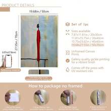 1 pièce Affiche sur canevas, belle fille en robe rouge, œuvre d'art peinte à la main, art mural sur canevas, cadeau idéal, décoration murale pour chambre, bureau, salon, café, bar, décoration de maison et de dortoir, sans cadre, convient pour la décoration d'intérieur, la décoration de chambre, la décoration de salon, la décoration de salle de bain, la décoration murale, avec option de cadre