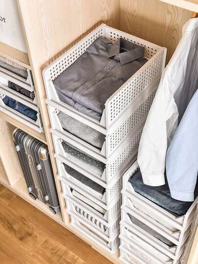 1 pieza Caja de almacenamiento de ropa tipo cajón plegable, estantería organizadora de armario en capas, cajón de almacenamiento de armario para dormitorio