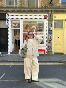 Senya 女士 V 领长袖针织开衫，宽松休闲口袋毛衣，日常通勤百搭简约针织外套 - 淺灰色 - 查看 5