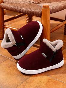 Thermisch gefütterte Schlüpfschuhe mit dicker Sohle und Fersenkappe für Frauen mittleren Alters und Seniorinnen, rutschfeste Hausschuhe/Outdoor-Schneestiefel