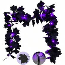 - Guirnalda de luces de Halloween que funciona con pilas con hojas de arce negro de 6.5 pies para decoracin de patio, porche, mesa, pared, decoracin de interiores y exteriores - 20 LED + Negro - - Ver 2
