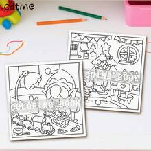 GDTME 1本圣诞节涂色书，图案简洁醒目，动物和圣诞老人图案生动清晰，可用马克笔涂色，适合办公室放松、学校游戏、生日礼物、返校礼物、圣诞礼物、美术用品，24页单面印刷，7.9英寸 x 7.9英寸。 - 聖誕仙境 - 查看 5