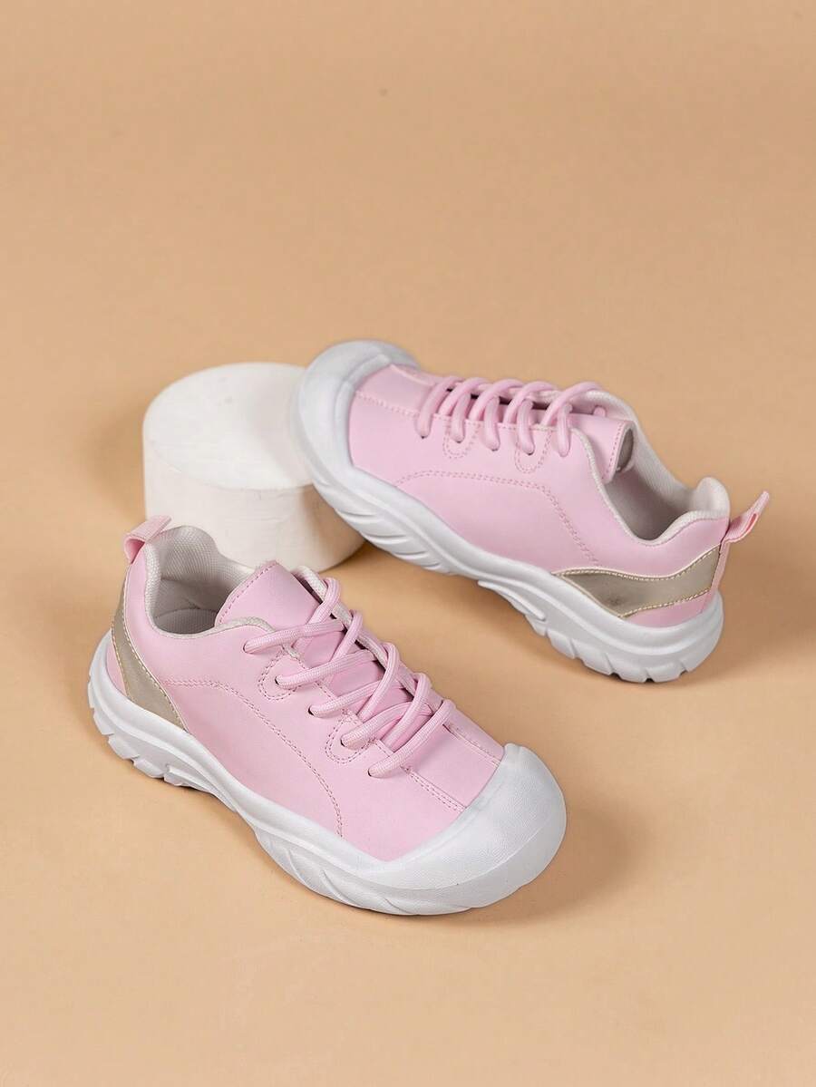 Cute Patchwork Comfortable Tennis Shoes, Casual Sports Shoes, Leisure Travel Shoes, Sweet Simple Student Shoes, Fashionable Outdoor Children Sports Shoes - Pink - View 1