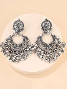 2 piezas Joyería con forma de corazón con campana, 1 par de aretes