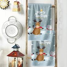 2PCS Christmas Kitchen Towels Reindeer Snowman Christmas Tree Stars Snowflakes Fingertip Towel, Contemporary Style, Highly Absorbent, Fine Workmanship, Suitable For, Hotel, Travel, Outdoor, Winter Decor Gift