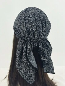 1 件多色花卉印花波西米亚涤纶头带/头巾，弹性十足，适合度假、日常穿着、四季