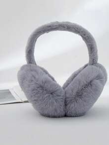 FADZOYLE 1pc Foldable Fluffy Ear Muffs, Adjustable Headband, Plush Lining, Unisex Winter Ear Warmers, Grey - Grey - View 5