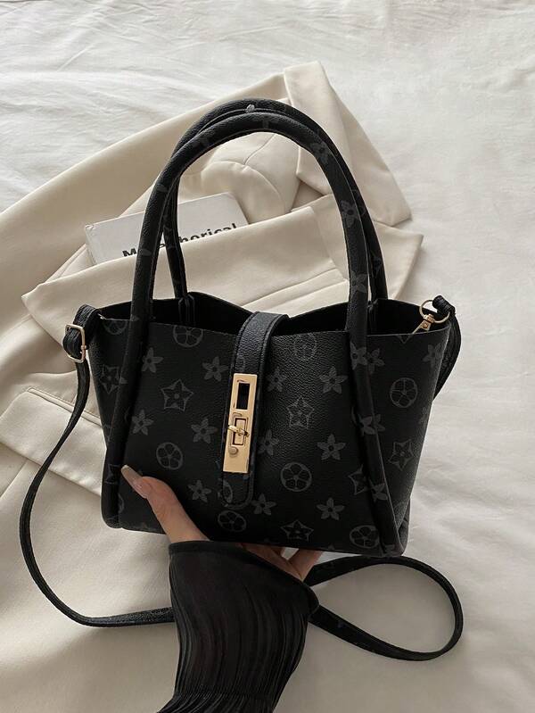 Borsa a secchiello con stampa floreale vintage 2025, borsa a tracolla e a spalla con ampia capacità, di alta qualità per pendolari