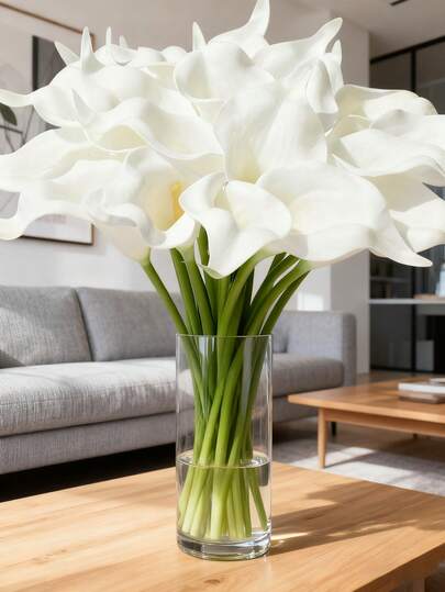 50pcs/30pcs/20pcs/10pcs/22pcs/18pcs/5pcs/1pc White Artificial Flowers, Silk Calla Lily & Lily 13.4" For Mother's Day, Easter, Home, Kitchen, Wedding Decor - Suitable For Wedding Decoration, Bridal Backdrop Props, Bouquets, Corsages, Wristlets, Wedding Arches, Party Decor, Gift Decor, Restaurant Centerpieces