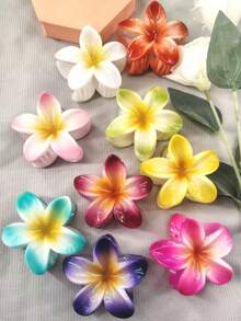 1pc/3pcs/4pcs/6pcs/9pcs 8cm Hibiscus Flower Shaped Hair Clips, Blue/Pink/Purple Lightweight Plastic Bathroom Hair Accessories Suitable For Daily Outing, Casual Party, Commute, Beach Holiday, Ponytail, Bun, Face Washing, Makeup, Outfit Matching Fashion Claw Clips
