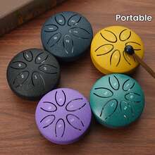 3-Inch Mini Portable Steel Tongue Drum - 6-Tone Carbon Steel Hollow Handheld Percussion Instrument For Beginners, Complete Set With Drum Mallets, Music Book & Easy-To-Learn Guide For Fun Musical Experience, 432Hz Healing Frequency Meditation Drum, Handpan Drum Alternative For Sound Therapy