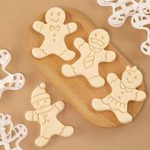 4pcs Gingerbread Man Stamp Mold Cartoon Christmas Stamp Mold Embossing Tool Fondant Baking Cookie Cutter - White - View 7