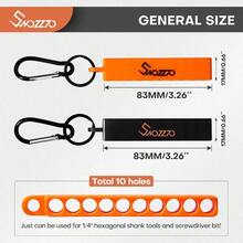 6PCS3PCS Black+3PCS Orange10 - Hole Screwdriver Bit Holder with Carabiner, 14 Hex Drill Storage Organizer, All 14 Hex Shank Bit Drill Storage Case - 3 piezas negras + 3 piezas naranjas - Ver 2