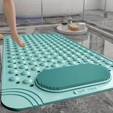1pc Non-Slip Shower Mat, Bath Mat With Drainage Holes And Suction Cups, Foot Massage Mat, Home Bathroom, Bathroom Necessities. - 2pcs Light Blue - View 2