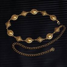 1pc Adjustable Metal Disc Waist Chain, Women Dress Accessory Waist Belt, Versatile For Sweater, Bohemian Style Slimming Waist Cincher