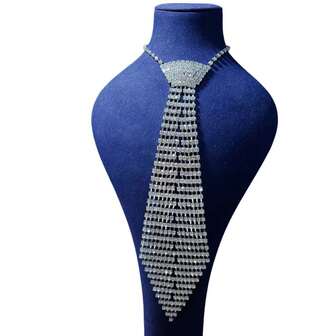 1 件女士时尚长流苏领结项链，奢华闪亮水钻项链，派对珠宝批发