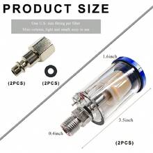 2 PCS Water Oil Separator Filter, 1/4" NPT Inlet And Outlet Airbrush Filter Air Compressor Fittings, Mini In-Line Air Filters Water Oil Separator For Pneumatic Tool,24274610 - Multicolor - View 2