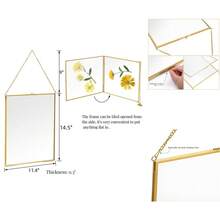 Marco de Fotos de Latón Dorado de 22, 9 x 29 para Pared - Doble Vidrio y Visualización Flotante, Ideal para Flores Presionadas Ilustraciones - Multicolor - Ver 1