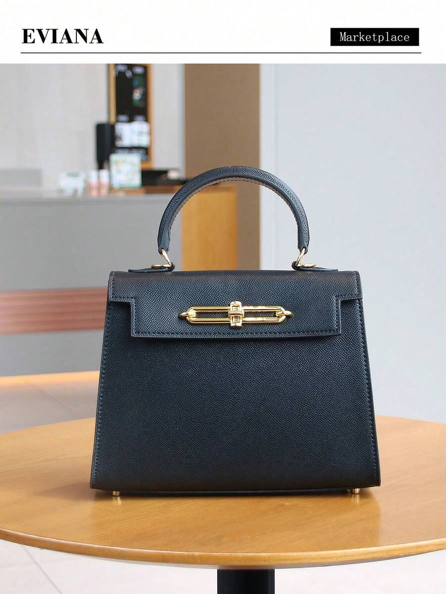 2025 高端时尚女士手提包，优雅小巧的棕榈纹理包，OL通勤多功能工作包，奢华立体迷你方包，女士单肩斜挎包 - 黑色 - 查看 1