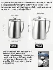 1pc Minimalist Luxury Korean Style Stainless Steel Milk Frother With Lid, Multifunctional Home Coffee Container, Spout Coffee Pot, Hand Drip Coffee Maker, Water Kettle Back To School