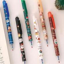 6/12/24 支圣诞可擦笔，带圣诞老人和驯鹿图案，0.5 毫米蓝墨水可擦笔，办公用品，圣诞礼品套装