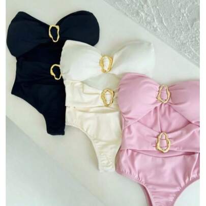 Body tomara que caia bojo fivela abertura na frente estiloso elegante verão