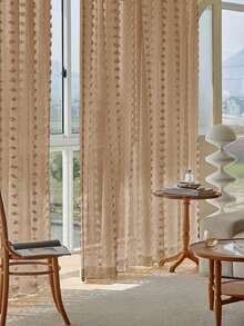 1 tấm vải rèm vải lanh sọc bohemian Jacquard Pom-Pom, rèm cửa phong cách Bắc Âu tự nhiên, rèm ngăn phòng, dễ dàng lắp đặt, phù hợp với mọi mùa - Nhiều màu - Xem 5