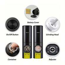1 buah/2 buah Set Penggiling Garam dan Merica Elektrik, Bertenaga Baterai (Baterai Tidak Termasuk), Penggiling Merica Otomatis, Pengoperasian Satu Tangan, Tingkat Kekasaran Dapat Diatur, Dengan Alas Penyimpanan dan Lampu LED, Penggiling Rempah Elektronik - MultiWarna - View 7