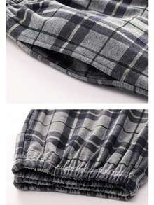 3pcs/Set Men's Sleepwear Pajama Set, Available In Spring And Summer, Includes Short Sleeve T-Shirt With Front Pocket, Classic Plaid Shorts & Pants, Casual And Comfortable Home Wear - Multicolor - View 4