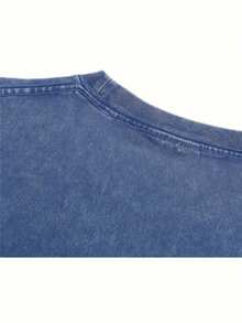 Vintage 90s Y2K Graphic Cotton T-Shirt - Distressed Washed Brown Crew Neck Tee For Men & Women, Punk Rock Music Band Design, Casual Summer Wear - Màu xanh lam - Xem 3