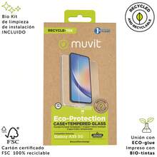Coque Muvit for Change compatible avec Samsung Galaxy A35 5G + protection d'écran en verre trempé plat - Blanc - Voir 2