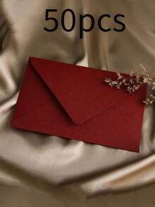 10pcs Red Letter Window Envelope For DIY Craft, Gift Packaging, Wedding Invitation Card, Cash Envelope, Stationery - Dark Red - View 20