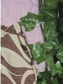 DUNA Fabric Pants With Lining, Pocket And Elastic Waist - 巧克力色/淺米色波浪 - 查看 4