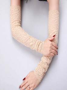 1 Pair Women's Double Layer Lace Cuff Decorative Fake Sleeve Arm Warmers
