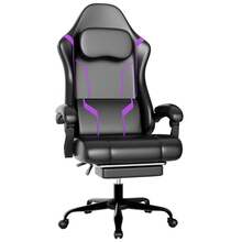Ergonomic Gaming Chair, Gaming Armchair With Pocket Spring Padding And Footrest, Height-Adjustable Computer Chair With Swivel Seat And Headrest