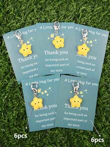 12pcs Cute Resin Star Keychains With "Little Hug" Thank You Card - Yellow Star Pendants And Blue Pendants, Suitable For Birthday, Valentine's Day, Graduation, Teacher's Day, Wedding, Thanksgiving And Other Occasions, Can Be Used As Gifts Or Accessories For Special Occasions. Keychain Pendant, Holiday Keychain, Interesting Design, Exquisite Workmanship, Halloween Theme. - Multicolor - View 13