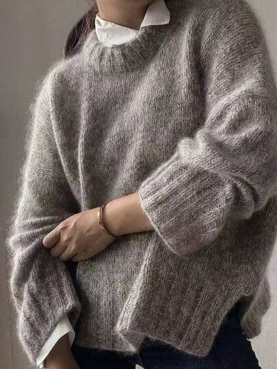 2026 Women's Autumn/Winter New Fashion Loose Casual Vintage Minimalist Knit Pullover Sweater, 6% Wool, Suitable For Fall, Homecoming, Back To School, New Year, Valentine's Day, Christmas, Modest Women, Party Women, Y2K Women, Tops For Going Out, Concert Women, Date Night Women