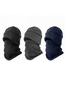 مجموعة قبعة وشاك أذن شتوية مريحة 2 قطعة/1 قطعة، قبعة رأس مكفوفة مصنوعة من الصوف مقاومة للرياح، مناسبة للتزلج والدراجات الخارجية والاستخدام اليومي