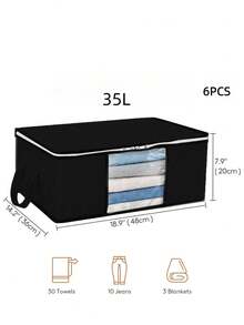 3pcs Foldable Home Storage Organizer Bags, Household Storage Containers For Organizing Clothes, Bedding, Sweaters, Pillows And Closet - Black - View 22