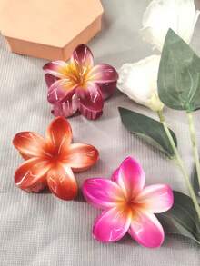 1pc/3pcs/4pcs/6pcs/9pcs 8cm Hibiscus Flower Shaped Hair Clips, Blue/Pink/Purple Lightweight Plastic Bathroom Hair Accessories Suitable For Daily Outing, Casual Party, Commute, Beach Holiday, Ponytail, Bun, Face Washing, Makeup, Outfit Matching Fashion Claw Clips