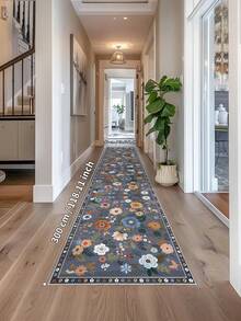 1 pieza Alfombra rosa, estilo floral, alfombra de pasillo, 850g/m² lavable a máquina, decoración del hogar, sala de estar, cocinas, pasillos, dormitorio, comedor, oficina, para todas las estaciones