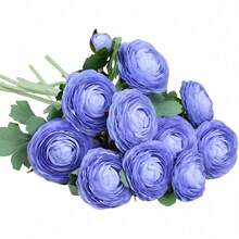 Artificial Ranunculus Flowers With Real Touch Stem, Silk Ranunculus Flowers(10 Pack) (White)-KF - Blue - View 5
