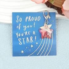 1pc/5pcs Shiny Resin Pentagram Keychain With "Proud Of You, You're A Star" Encouragement Card, Cute Mini Souvenir - Also A Special Symbol Of Encouragement, Suitable For New Year, Birthday, Wedding, Holiday Party Gifts, Unique Decoration - Multicolor - View 2
