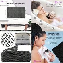 ADETON Esponja de Red Africana Auténtica Paño Exfoliante de Red para Baño Red Africana Anudada Auténtica Exfoliante Corporal Afro de Sapo Negro Exfoliante Corporal Esencial para La Ducha Versión - NegroGrande - Ver 1