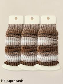 1/2/3/4 双装女士渐变色腿套，加厚针织复古风小腿套，时尚春季保暖蕾丝中筒腿套，秋冬季 - 彩色 - 查看 16